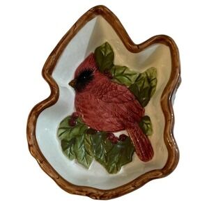 Sonoma Home Goods Red Cardinal Candy Trinket or Jewelry Dish 6.75" X 4.5”
